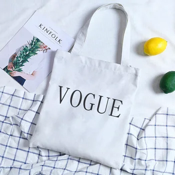 

New Shelves VOGUE Letter Women's Print Large-capacity Shoulder Canvas Bags Casual Trend Handbag Purse Street Fashion Women Bag