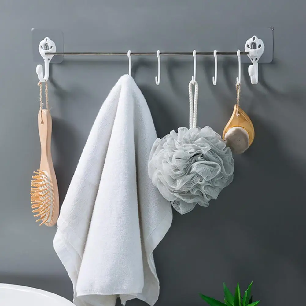 

7 Even Row of Hooks Stable Swan Shape Seamless Rack Wall Mounted Bathroom Kitchen Shelf Household Storage Accessories