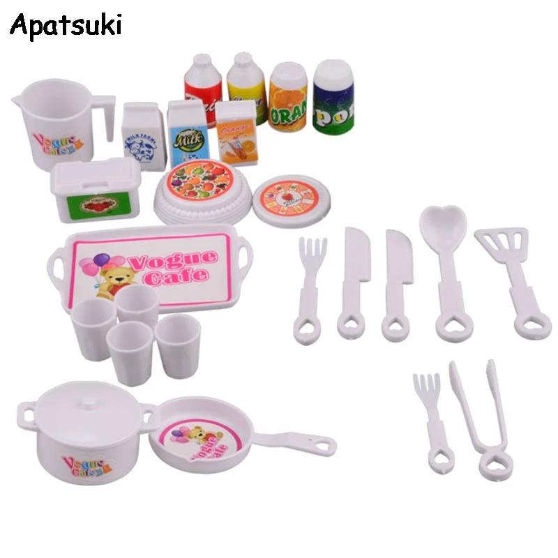 

25Pcs/lot 1/6 Dolls Accessories For Barbie Dollhouse DIY Play House Mini Simulation Tableware Dolls Kitchen Puzzle Creative Toys