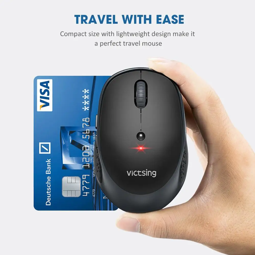 VicTsing Wireless Mouse for Office 2400DPI Adjustable Bluetooth 5.0 Mice 2.4G USB Optical Wireless Mouse for PC Laptop Tablet