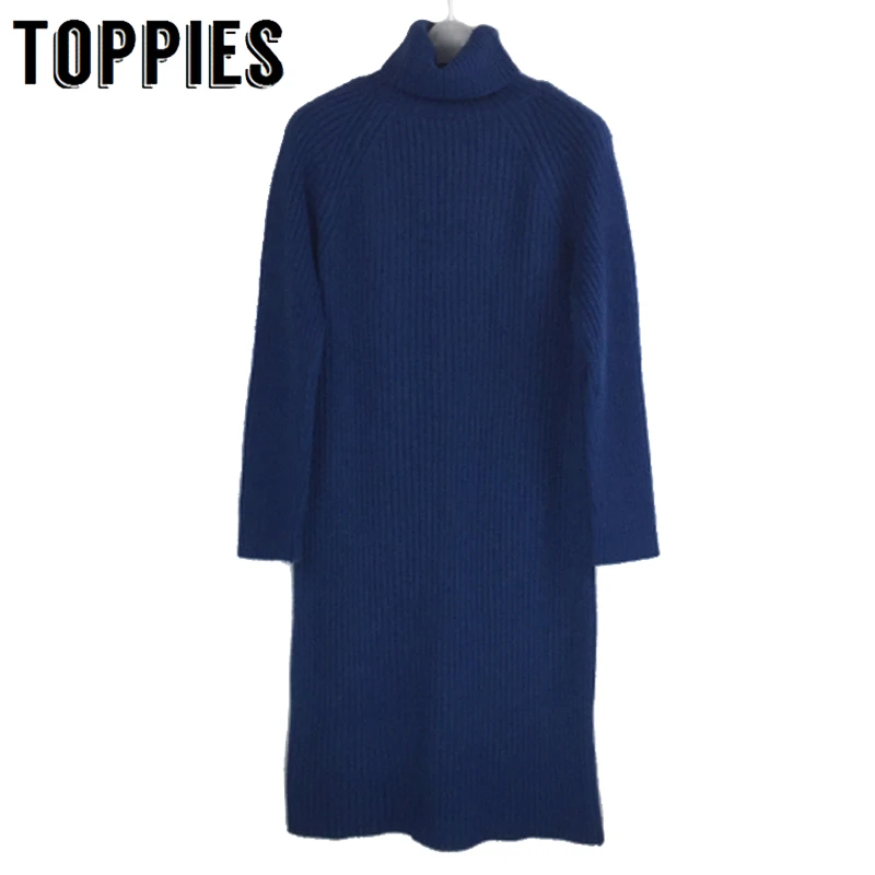 

2019 Autumn Winter Knitted Sweater Women Long Sleeve Jumper Dress Turtleneck Sweater vestidos