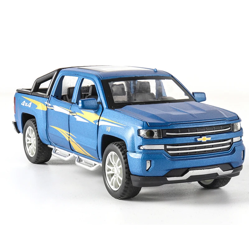 1:32 Chevrolet Silverado Pika сплав модель автомобиля литая модель игрушечного автомобиля 6 открытых дверей со звуком/светильник/вытяжные игрушки для детей - Цвет: No Original Box