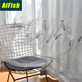 

Style Pastoral Small Fresh Embroidered Window Screen Curtains Living Room Bedroom Study Custom Curtains wp059T4