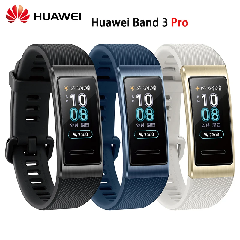 HUAWEI Band 3 Pro Smart Band все-в-одном фитнес-трекер активности, водонепроницаемость 5 АТМ, пульсометр, встроенный gps