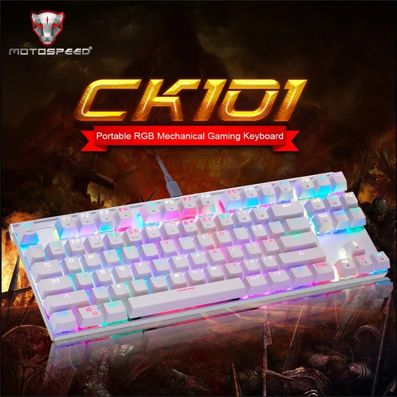 Motospeed CK101 Wired Mechanical Keyboard Metal 87Keys RGB Blue Red Switch Game LED Backlit Tablet Desktop Russian Computer Gamr