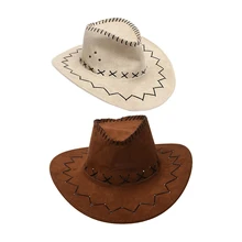 Ретро унисекс джинсовая дикая западная ковбойская Родео нарядное платье аксессуары шляпы бежевый и кофейный 2 шт