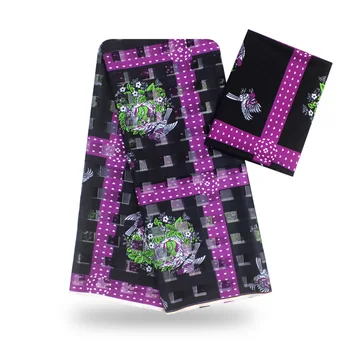 

digital Organza silk fabric 3 yards+3 yards of Chiffon ankara african print fabric High quality silk fabric satin silk fabric