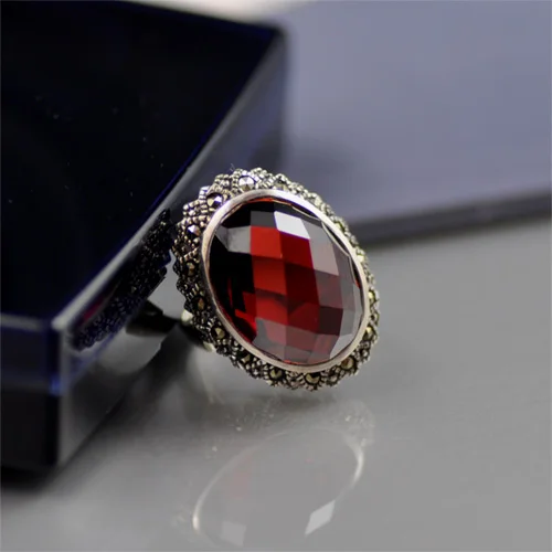 

YKD302 925 Sterling Silver Ring wine red zircon ring wedding engagement party gift