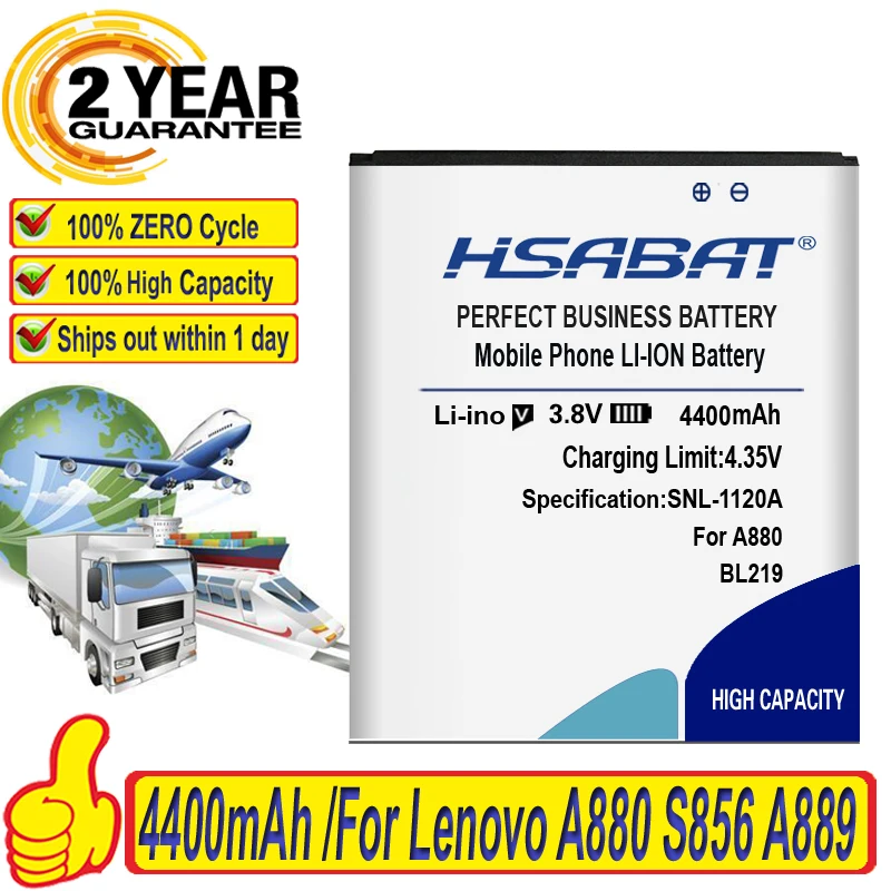 Аккумулятор HSABAT BL219 4400 мАч для Lenovo A880 S856 A889 A890e S810t A850 + A916  Мобильные телефоны