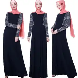 Винтажное платье abaya Макси женское мусульманское дубайское длинное платье Jilbab Cocktial Kaftan Islamic clothing турецкое лоскутное тонкое платье с