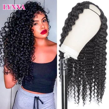

Lynna Brazilian U Part Wigs Human Hair Wigs Deep Wave No-Lace Human Hair Wig 150% Density For Natural Black Women