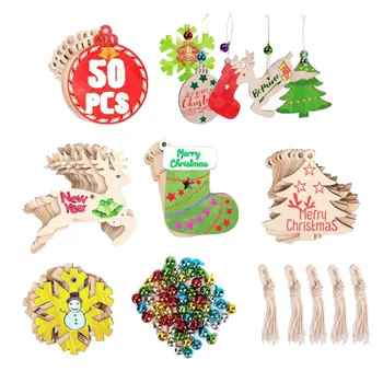 

Mixed Xmax Tree Hanging Decorations Wood Hanging Pendants Natural Wooden DIY Crafts Home Christmas Decoration Embellishments