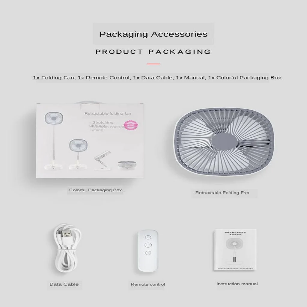 Electric Fan Summer Adjustable Desktop Pedestal Standing Fan USB Rechargeable 3 Speeds for Home