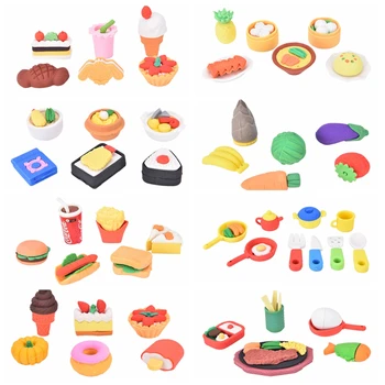 

5 or 6pcs/set french Dessert Ice Cream Circle Bread Malone Eraser/removable Rubber Polishing/erasers kawaii pencil Food eraser