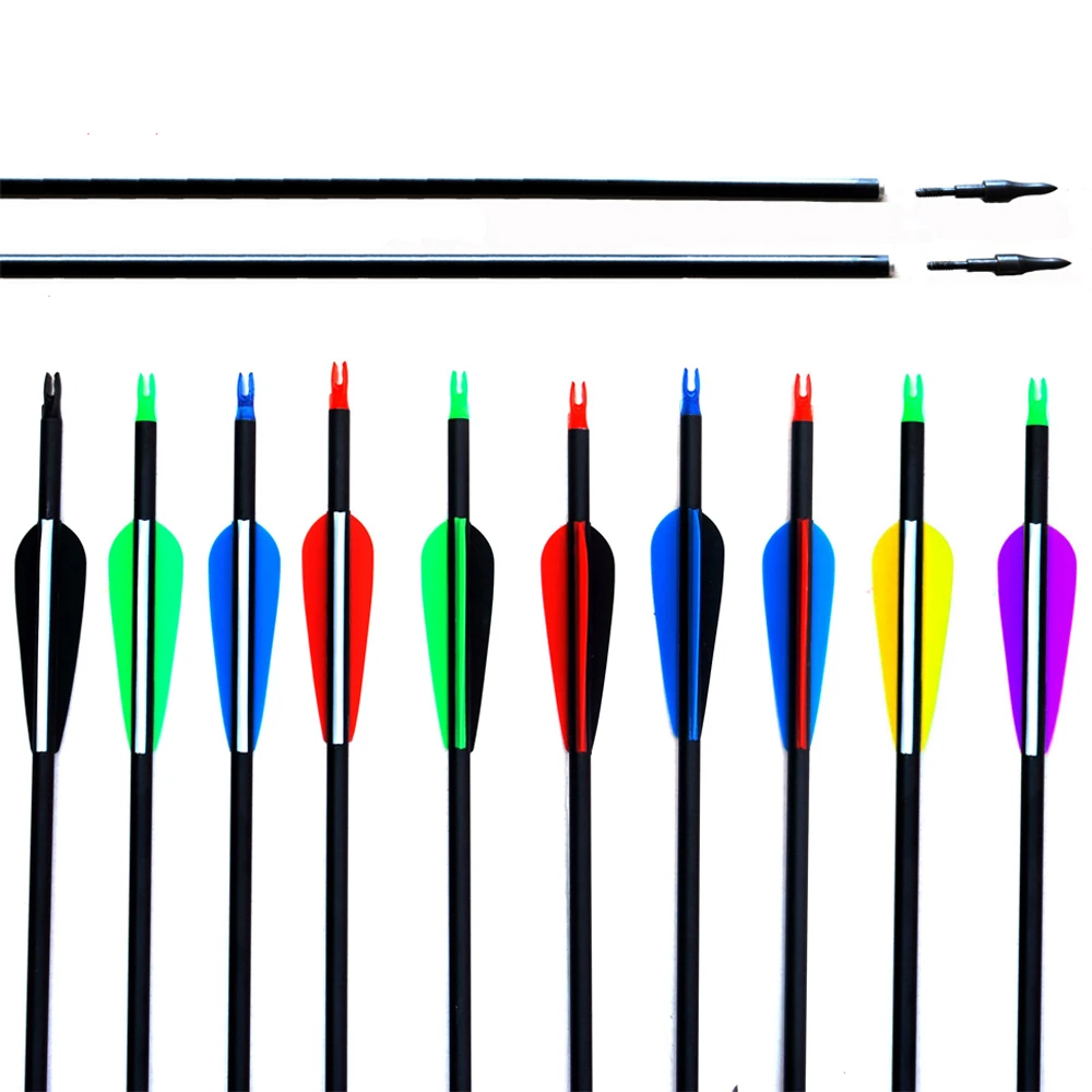 Recurve Bow Carbon Arrows Set For Target Practice - Durable Shafts With Replaceable Archery Target