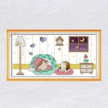 

Joy Sunday Cross Stitch Kit 14ct Embroidery Good Night Patterns for Kid Needlework Set Counted Cross Stitch Printed Cross Stitch