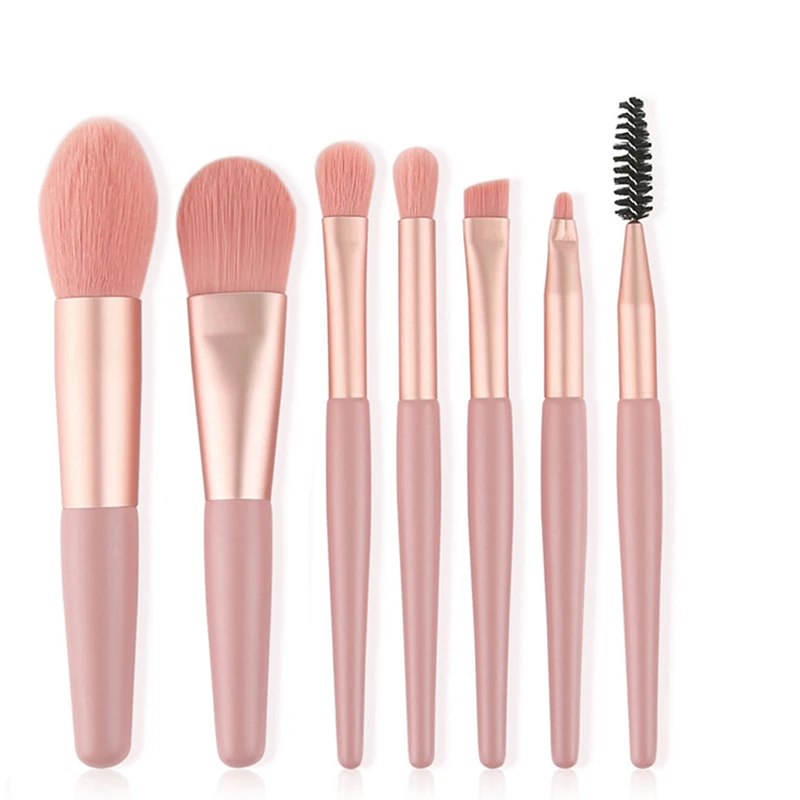 7pcs Pink Makeup Brushes Set Profesional Foundation Blusher Eyeshadow Lips Eyebrow Brush Make Up Pincel Maquiagem | Красота и