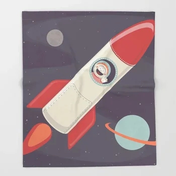 

Rocket Ship Blanket Science Fiction Design Rocket Ship kid Fleece Blankets and Throw Blanket for Sofa Fleece Blanket 150X200