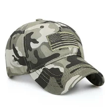 New Men American Sports Tonal Flag Patch Embroidery Curved Cap Military Tactical Operator Detachable Baseball Army Camo Hat