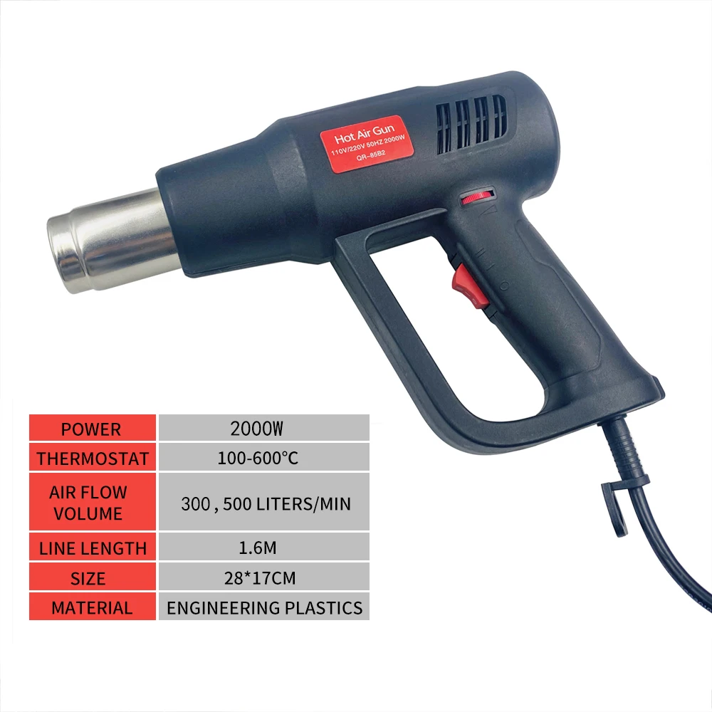 2000W Electric Hot Air Gun 220V 110V Industrial Dual Wind speed Temperature controlled Building Hair Dryer Heat Gun Nozzle 3