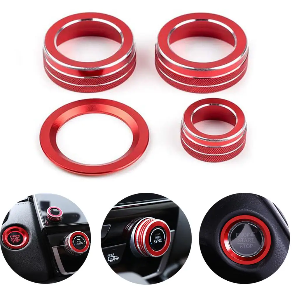 Thenice for CR-V Air Conditioning Knob Cover Vol Button AC Switch Temperature Climate Control Engine Start/Stop Rings for Honda CRV 2017 2018 2019 2020 Thenice for CR-V Air Conditioning Knob Cover Vol Button AC Switch Temperature Climate Control Engine Start/Stop Rings for Honda CRV 2017 2018 2019 2020
