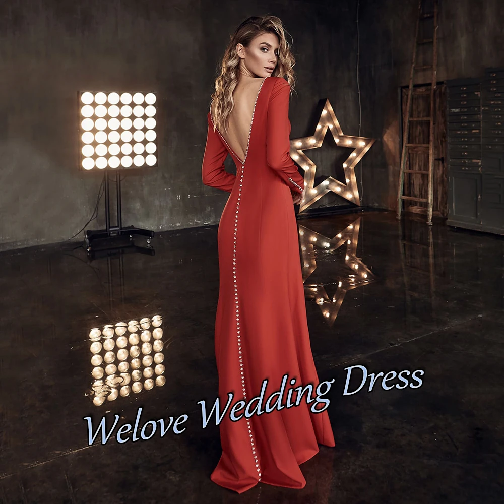 Elegant Wedding Guest Dress For Woman Civil Mother Of The Bride With Long Sleeves Backless Floor Length Formal A Line Custom