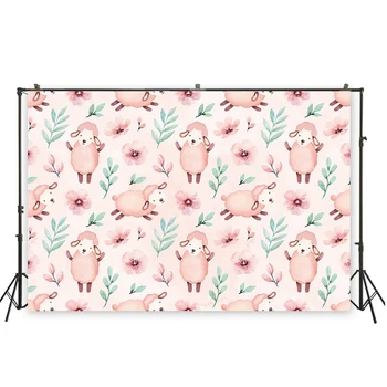 

HUAYI pink stick figure backdrop sheep background photography props baby shower decoration art fabric backdrop XT- 6620