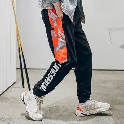 Ins fashion pants men autumn loose printed sweatpants elastic waist Korean casual hip hop camouflage trousers homme pants - Цвет: camouflage orange