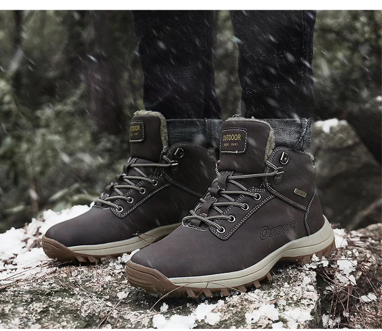 Мужская обувь для походов осень-зима Походные сапоги мужские водонепроницаемые плюшевые теплые ботинки для мужчин Уличная обувь для альпинизма