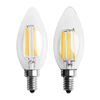 

2Pcs Dimmable E12 COB Candle Flame Filament LED Light Bulb Lamp 10X3.5Cm - 4W & 6W