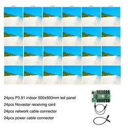 Painel de led p3.91 para ambientes internos, tela de exibição em led de 3x2m, painel colorido, 24 peças, 500x500mm, gabinete de alumínio fundido