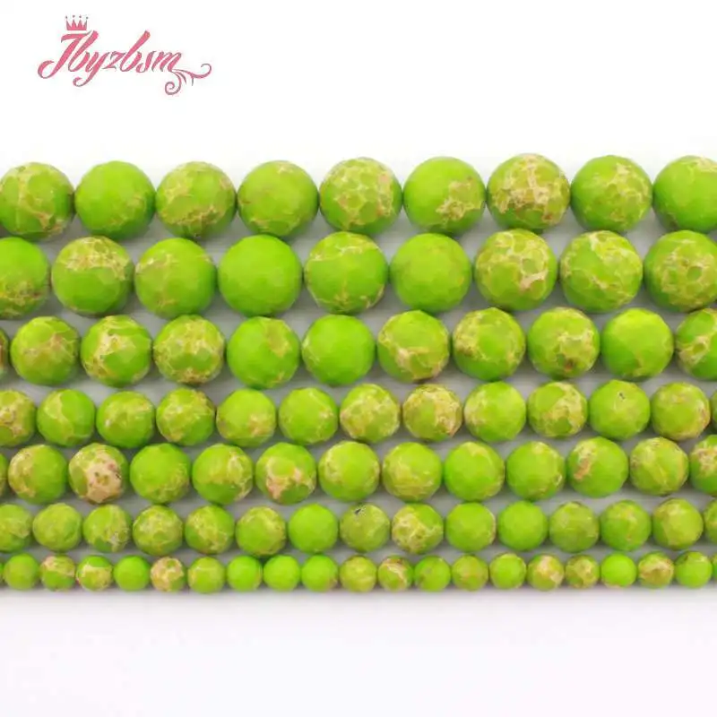 

Apple Green Sea Sediment Imperial Jaspers Round Faceted Stone Beads for DIY Necklace Bracelet Earring Jewelry Making Strand 15"