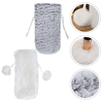 

2 Pcs 1 Set Bottle Pouches Bottle Clothes Bottle Bags Creative Fluffy Washable Lovely Covers Red Wine Bottle Wine Bottle Sleeves