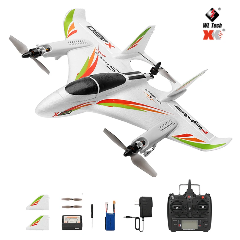 

WLtoys XK X450 2.4G 6CH 6-way Brushless 3D/6G RC Vertical Takeoff LED RC Glider Fixed Wing RC Airplane RTF Remote Control Toys