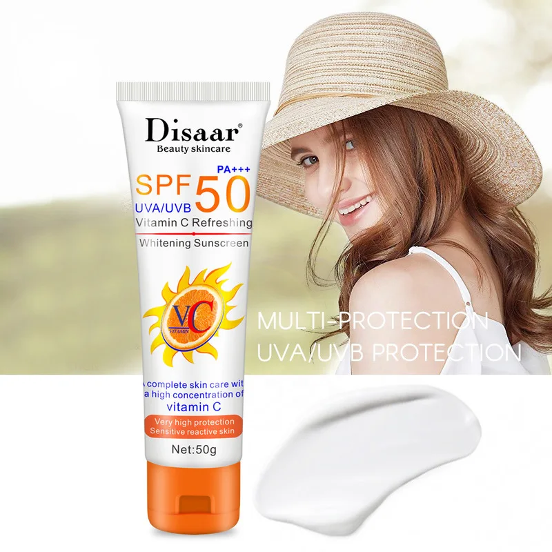 

VC Facial Body Sunscreen Cream SPF 50 Whitening Moisturizing Sunblock Skin UV Protective Cream Oil-control Waterproof Sun Cream