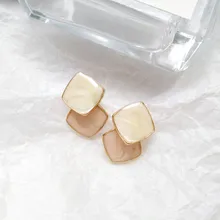 Модные ювелирные изделия, женские классические цветные серьги, суженные Геометрические Квадратные серьги индивидуальные серьги-клипсы для женщин