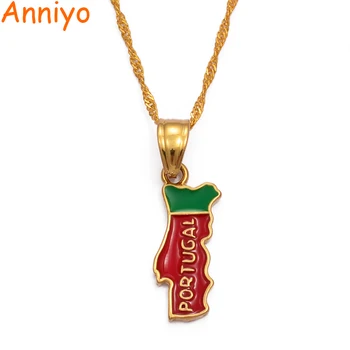

Anniyo Portugal Map Pendant Necklace Chain Flag Gold Color Jewelry Portuguese PRT for Women Bulk Order Can Discount #007910