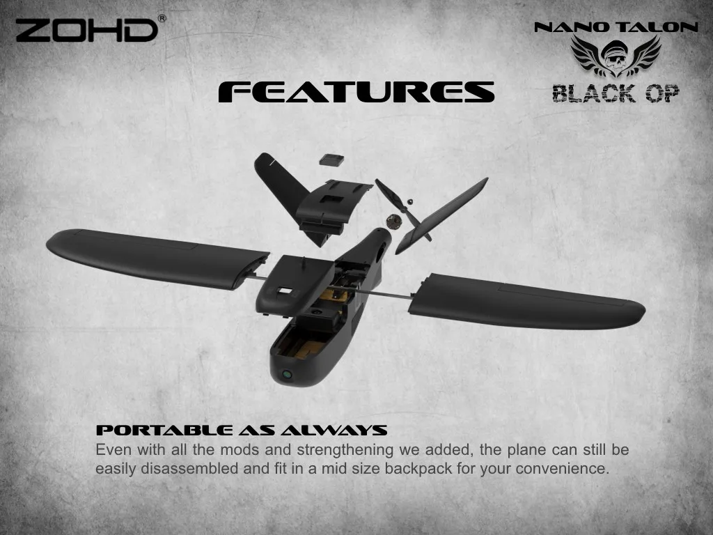 ZOHD Nano Talon черный OP 860 мм размах крыльев AIO V-Tail EPP литой FPV крыло RC самолет