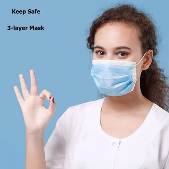 

50pcs Women And Men Face Mouth MaskDisposable Protect 3 Layers Filter Dustproof Earloop Non Woven Protective Masks Anti