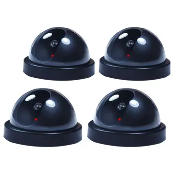 

4 PCs Fake Dummy Dome Surveillance Security Camera CCTV w/ Record Flash Light