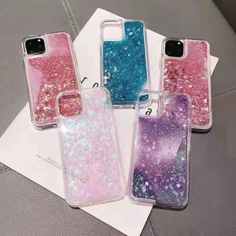 Чехол с динамическим зыбучим песком для Iphone 11 Pro Max блестящий Жидкий чехол