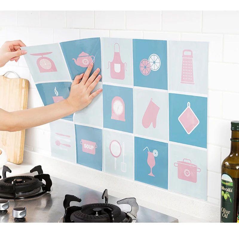 

Wall Stickers Water-proof Oilproof Antifouling High Temperature ResistanceKitchen Ceramic Tiles Sticker Cartoon Decoration Style