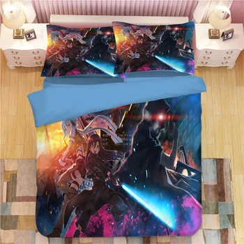 

Sword Art Online Bedding Set Duvet Covers Pillowcases Anime Sword Art Online Kirito Kirigaya Comforter Bedding Sets Bed Linen 05