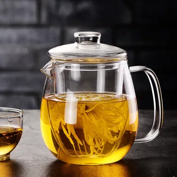

Glass Tea Infuser Tea Pot Chinese Kung Fu Tea Set Puer Kettle Coffee Glass Maker Convenient Office Teapot 500Ml 650Ml