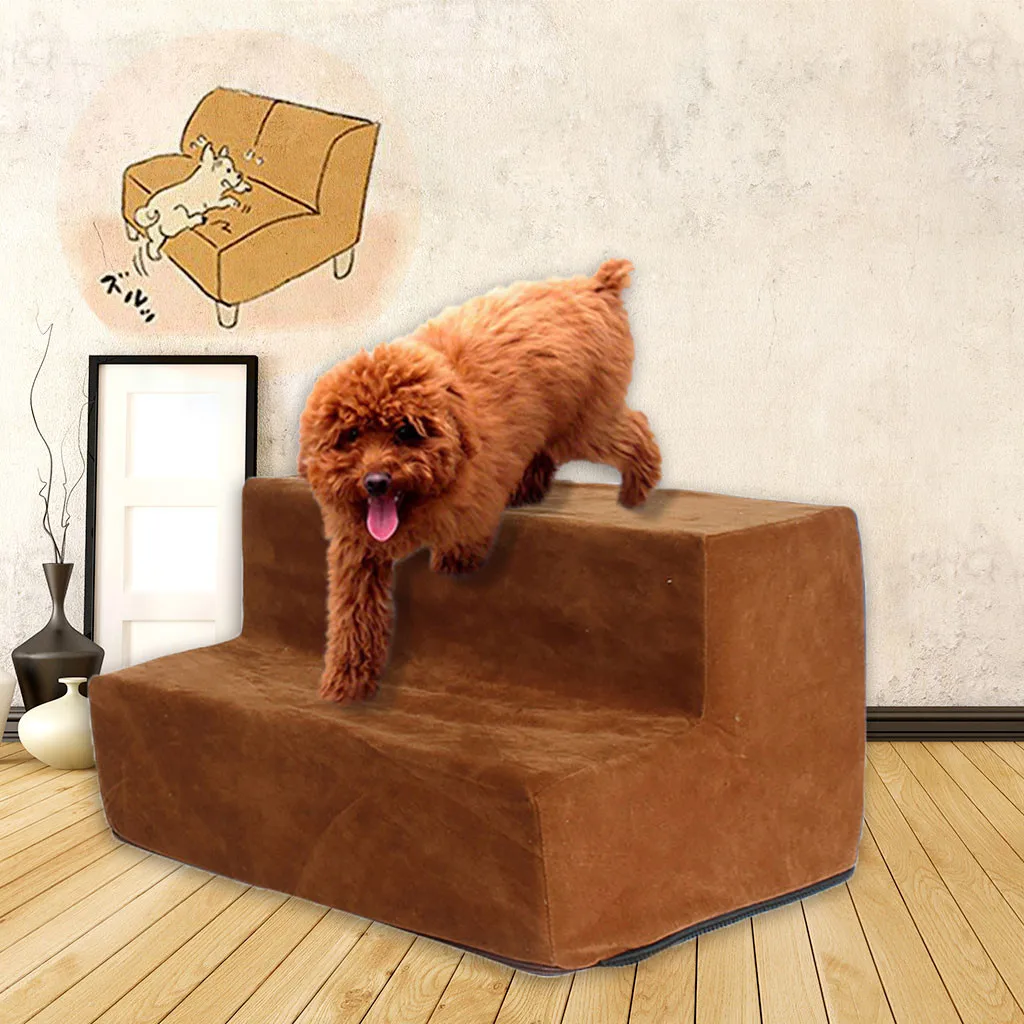 Dog Bed Mascotas New Pet Stair Microfiber Cover Non-slip Bottom Pet Bed Cat Dog Ramp 2 Steps Cama Para Cachorro Pets Dog House