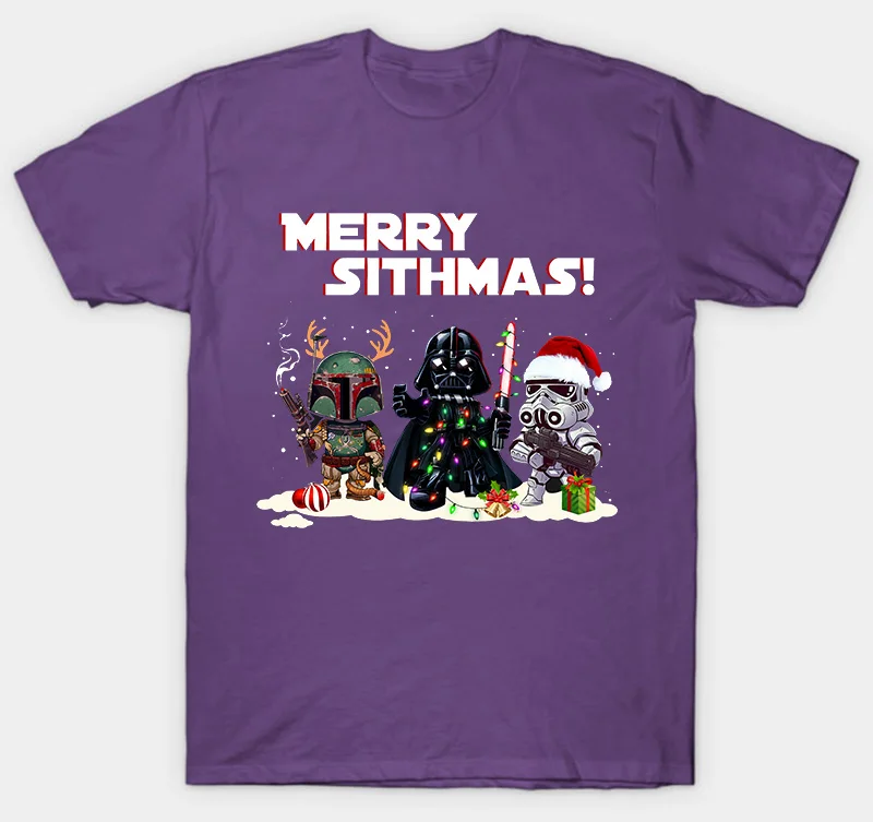 Футболка с надписью «Star Wars Merry Sithmas», Дартом Вейдером, рождественским праздником, хороший подарок - Цвет: men purple