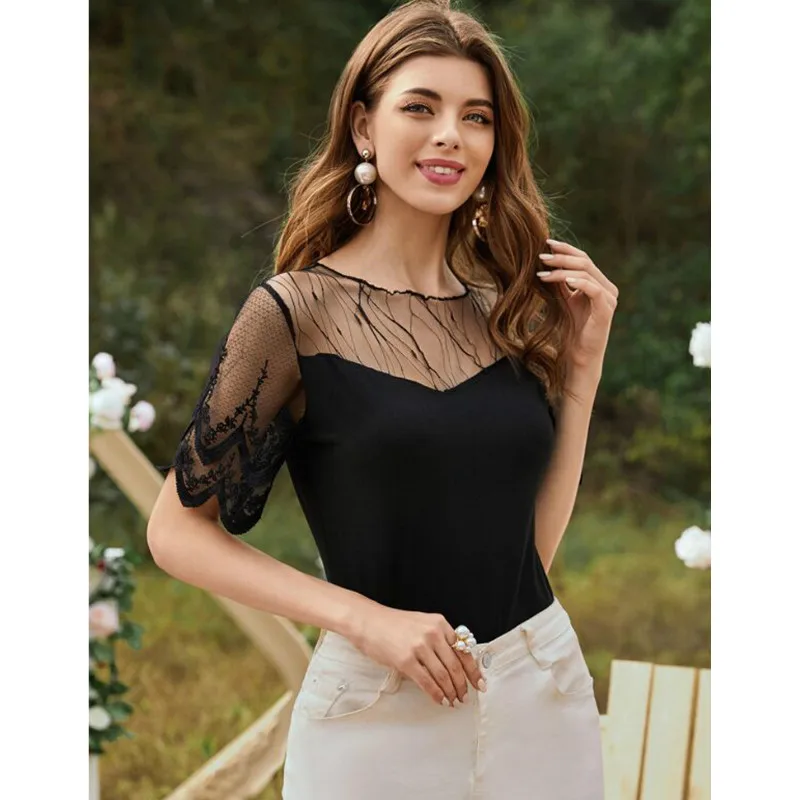 

2020 New Women Sexy Harajuku Mesh Tops Net See Through Transparent Undershirt Star Base Top Camisas Femininas Clubwear