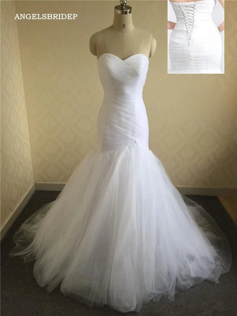 

ANGELSBRIDEP милое Тюлевое силуэт "Русалка" Свадебные платья 2021 Vestido De Noiva высокое качество складка вечерние свадебные платья размера плюс
