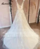 Lakshmigown Floral Appliques Wedding Dresses V Neck Backless A-Line Court Train Tulle Bridal Gowns Robe Mariee Customized 5