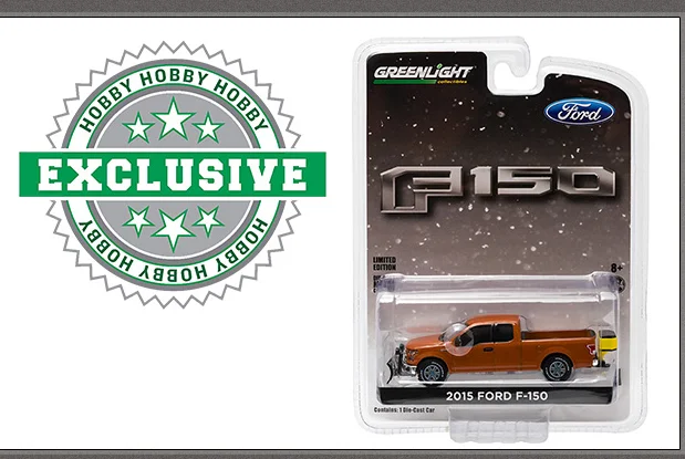 Зеленый свет 1: 64 Ford F-150 с снежной плуг и соль Игрушечная машина из сплава игрушки для детей литой модельный автомобиль подарок